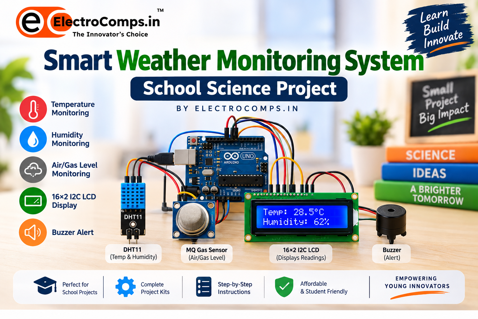 Smart Weather Monitoring System School Science Project Using UNO