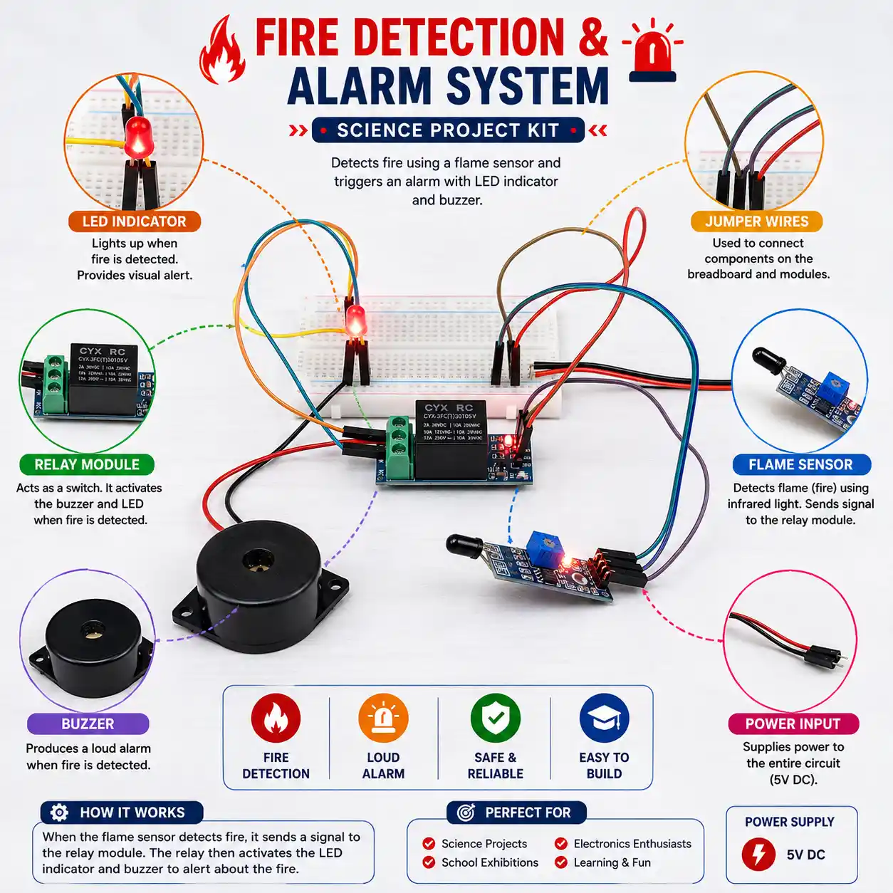 Automatic Fire Detection and Alarm System School Science Project