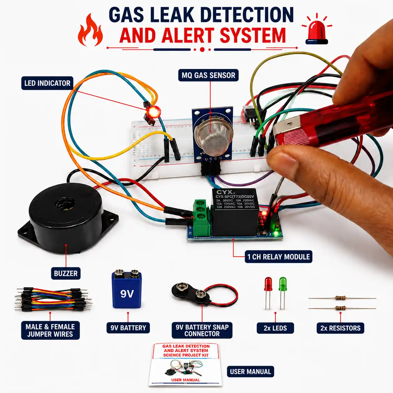Automatic Gas Leakage and Alarm System School Science Project