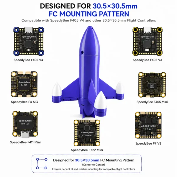 3D Printed High Speed FPV Rocket Drone Frame – 30×30mm Stack Compatible